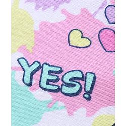 Babyhug 100% Cotton Knit Full Sleeves Hooded Front Open Romper with Text & Rainbow Print - White Pink & Blue