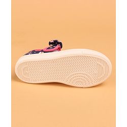Cute Walk by Babyhug Casual Shoes with Velcro Closure Floral Print and Bow Applique - Navy