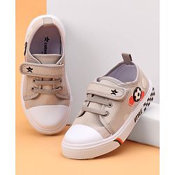 Cute Walk by Babyhug Velcro Closure Casual Shoes with Football Print & Applique- Grey