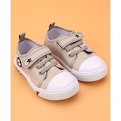 Cute Walk by Babyhug Velcro Closure Casual Shoes with Football Print & Applique- Grey