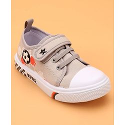 Cute Walk by Babyhug Velcro Closure Casual Shoes with Football Print & Applique- Grey