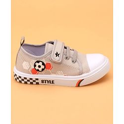 Cute Walk by Babyhug Velcro Closure Casual Shoes with Football Print & Applique- Grey
