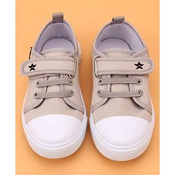 Cute Walk by Babyhug Velcro Closure Casual Shoes with Football Print & Applique- Grey