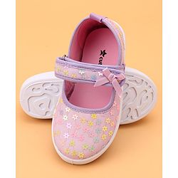 Cute Walk by Babyhug Velcro Closure Casual Shoes With Floral & Bow Applique - Purple