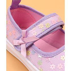 Cute Walk by Babyhug Velcro Closure Casual Shoes With Floral & Bow Applique - Purple