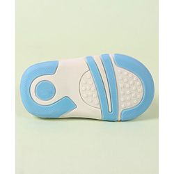 Cute Walk by Babyhug Velcro Closure Musical Sandal with Stone Floral Applique - Blue