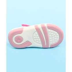 Cute Walk by Babyhug Velcro Closure Musical Sandal with Stone Floral Applique - Pink