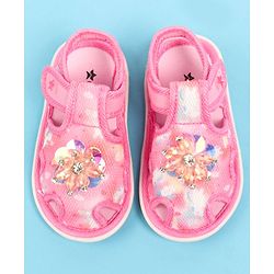 Cute Walk by Babyhug Velcro Closure Musical Sandal with Stone Floral Applique - Blue