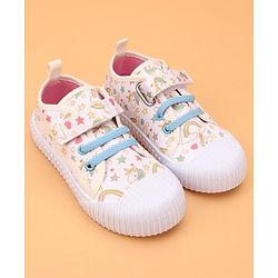 Cute Walk by Babyhug Velcro Closure Casual Shoes Unicorn Printed - Beige