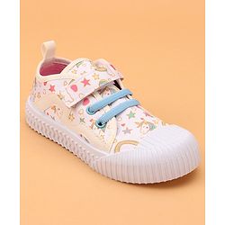 Cute Walk by Babyhug Velcro Closure Casual Shoes Unicorn Printed - Beige