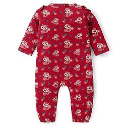 Babyhug 100% Cotton Knit Full Sleeves Chipmunk Printed Romper with Headband & Booties - Dark Pink