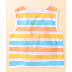 Babyhug 100% Cotton Woven Sleeveless Striped & Dino Printed Jhabla Pack of 3 - White & Blue