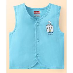 Babyhug 100% Cotton Woven Sleeveless Striped & Dino Printed Jhabla Pack of 3 - White & Blue