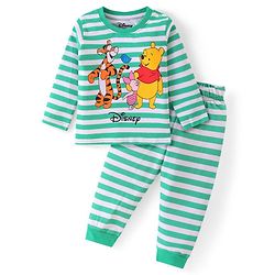 Babyhug Disney Single Jersey Knit Full Sleeves Night Suit With Winnie & Friends Graphics - Green