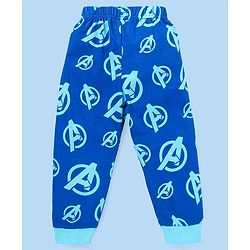 Babyhug Marvel Single Jersey Knit   Full Sleeves Night Suit with Avengers Graphics Pack of 2- White & Navy