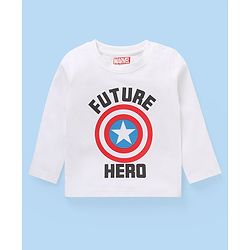 Babyhug Marvel Single Jersey Knit   Full Sleeves Night Suit with Avengers Graphics Pack of 2- White & Navy