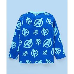 Babyhug Marvel Single Jersey Knit   Full Sleeves Night Suit with Avengers Graphics Pack of 2- White & Navy