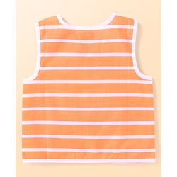 Babyhug 100% Cotton Knit Sleeveless Front Open Jhablas with Striped & Car Print  Pack of 3 - Orange White & Blue