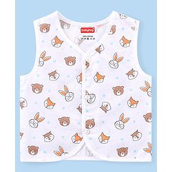 Babyhug 100% Cotton Woven Sleeveless  Jhablas Bunny & Bear Print Pack of 3 - Blue Orange & White