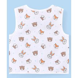 Babyhug 100% Cotton Woven Sleeveless  Jhablas Bunny & Bear Print Pack of 3 - Blue Orange & White
