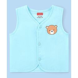 Babyhug 100% Cotton Woven Sleeveless  Jhablas Bunny & Bear Print Pack of 3 - Blue Orange & White
