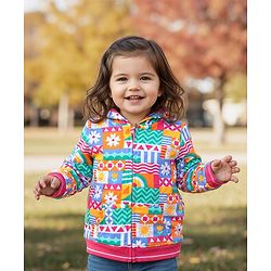 Babyhug Cotton Knit Full Sleeves Front Open Hooded Sweatjacket with Floral Print - Pink
