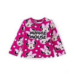 Babyhug Disney Cotton Knit Full Sleeves Night Suit with Minnie Mouse Print - Purple