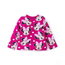 Babyhug Disney Cotton Knit Full Sleeves Night Suit with Minnie Mouse Print - Purple