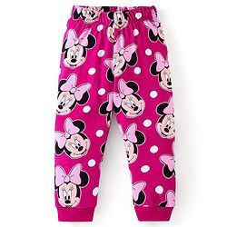 Babyhug Disney Cotton Knit Full Sleeves Night Suit with Minnie Mouse Print - Purple