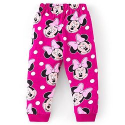 Babyhug Disney Cotton Knit Full Sleeves Night Suit with Minnie Mouse Print - Purple