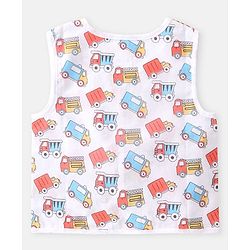 Babyhug 100% Cotton Woven Sleeveless Striped & Vehicles Printed Jhabla Pack of 3 - White & Yellow