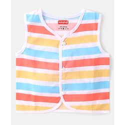Babyhug 100% Cotton Woven Sleeveless Striped & Vehicles Printed Jhabla Pack of 3 - White & Yellow