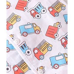Babyhug 100% Cotton Woven Sleeveless Striped & Vehicles Printed Jhabla Pack of 3 - White & Yellow
