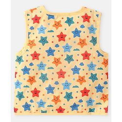 Babyhug 100% Cotton Woven Sleeveless Stars  Printed Jhabla Pack of 3 - White Yellow & Blue