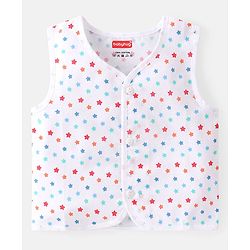 Babyhug 100% Cotton Woven Sleeveless Stars  Printed Jhabla Pack of 3 - White Yellow & Blue