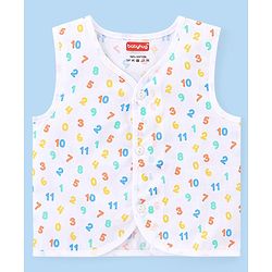 Babyhug 100% Cotton Woven Sleeveless  Jhablas Numbers Print Pack of 3 - Blue & White