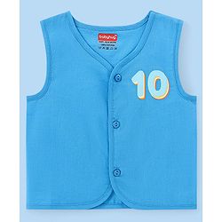 Babyhug 100% Cotton Woven Sleeveless  Jhablas Numbers Print Pack of 3 - Blue & White
