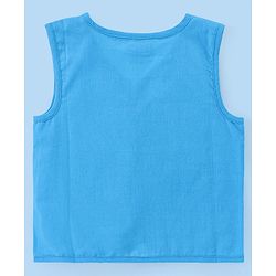 Babyhug 100% Cotton Woven Sleeveless  Jhablas Numbers Print Pack of 3 - Blue & White