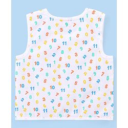 Babyhug 100% Cotton Woven Sleeveless  Jhablas Numbers Print Pack of 3 - Blue & White