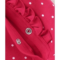 Babyhug Cotton Knit Full Sleeves Sleep Suit With Polka Dots & Deer Print - Dark Pink