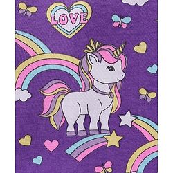 Babyhug Cotton Knit Full Sleeves Night Suit With Unicorn Print - Purple