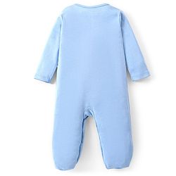 Babyhug Cotton Knit Full Sleeves Footed Sleep Suits with Animal Print Pack of 2 - Blue