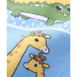 Babyhug Cotton Knit Full Sleeves Footed Sleep Suits with Animal Print Pack of 2 - Blue