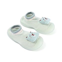 Cute Walk by Babyhug Slip On Sock shoes With Bear Applique - Green