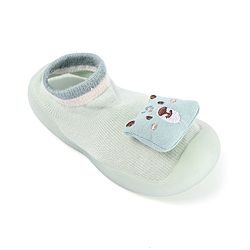 Cute Walk by Babyhug Slip On Sock shoes With Bear Applique - Green