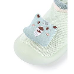 Cute Walk by Babyhug Slip On Sock shoes With Bear Applique - Green