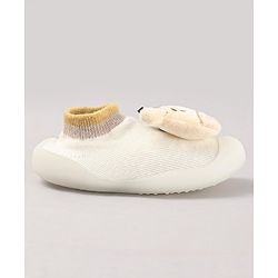 Cute Walk by Babyhug Cow Applique Slip On Sock Shoes - Beige