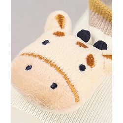 Cute Walk by Babyhug Cow Applique Slip On Sock Shoes - Beige