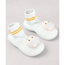 Cute Walk by Babyhug Teddy Applique Slip On Sock Shoes - Blue