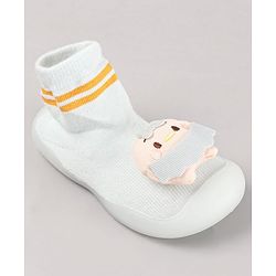 Cute Walk by Babyhug Teddy Applique Slip On Sock Shoes - Blue